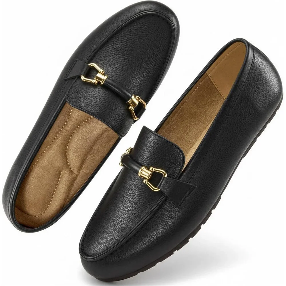 Women's Loafers Comfortable Slip On Business Work Flats Shoes Moccasins Black